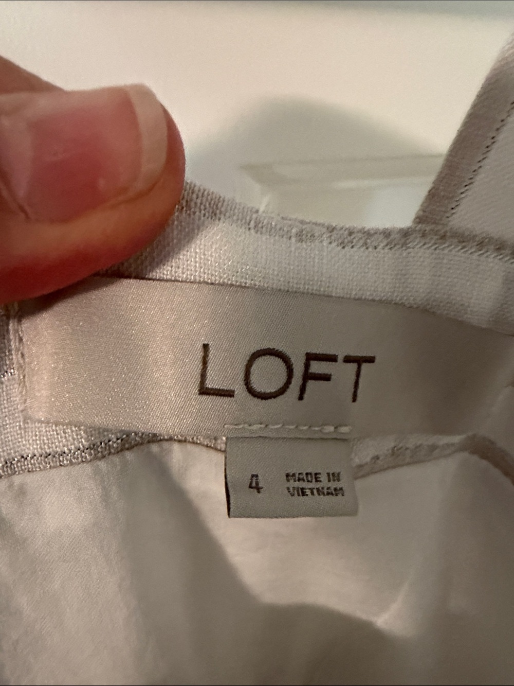 NWT LOFT Shimmer Striped Linen Blend Square Neck Midi Dress White Gray Size 4 - Picture 4 of 8